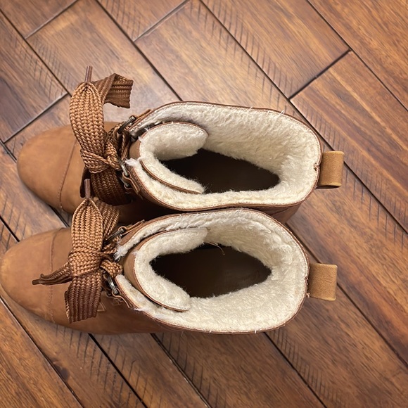 Universal Thread Platform Boots Women’s 9W Cognac Brown Cute Cozy Lace Up - Picture 5 of 11